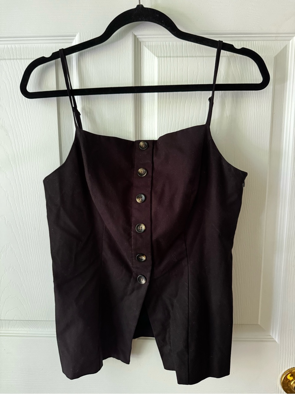 GEORGIE Black Button Front Corset Camisole Top Size L